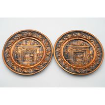 Vintage Coppercraft Guild 10.25&quot; Wall Plates Hearth Fireplace Set of 2 - $28.51