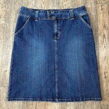 Crazy Horse Denim Skirt Womens Size 14 Blue Jean Long No Slit Modest 34x23 - £22.76 GBP