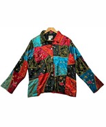 Coldwater Creek Satin Patchwork Jacket Asian Floral Art to Wear Top Wome... - €29,43 EUR