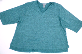 Catherines Plus Women&#39;s Top 5X 34/36W Blue-Green Marbled - $21.73