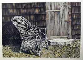 Helen Rundell Hand Sign/# &quot;Behind David&#39;s Barn&quot; Rustic barn scene Litho - £53.42 GBP