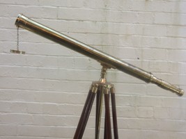 Nautical Marine Brass Barrel Telescope Ross London on Wooden Tripod Stand Gift - £126.87 GBP
