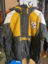 PITTSBURGH STEELERS Starter Hooded Half Zip Pullover Jacket S M XL 2XL B... - £86.52 GBP