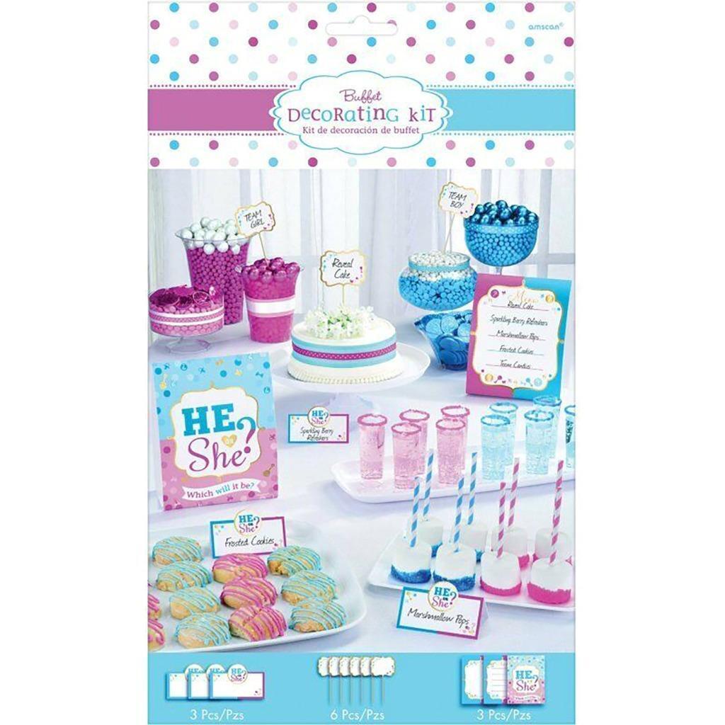 Primary image for Girl or Boy? Buffet Decorating Kit Birthday Party Supplies 12 Pieces New