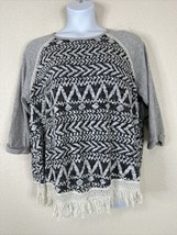 Ali Miles Womens Plus Size 2X Boho Knit Tasseled Fringe Top 3/4 Sleeve - £21.17 GBP