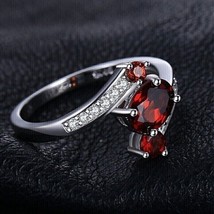 3Ct Oval Cut Lab-Created Garnet Women Engagement Ring 14k White Gold Plated - £109.66 GBP