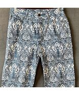 Ralph Lauren Paisley Pants Blue White Cropped Cotton Stretch - Women&#39;s 8 - €32,39 EUR