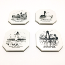 Nautical Ceramic Cork Coasters Set of 4 Yaquina Head Newport Oregon Lighthouses - £34.00 GBP