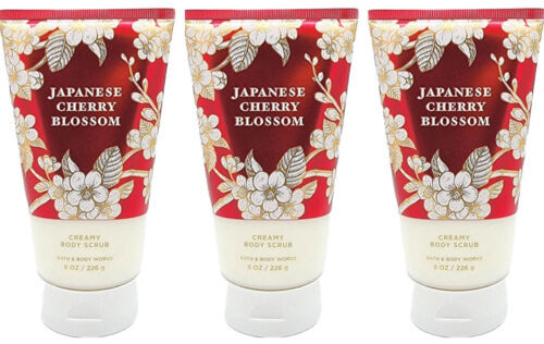 X 3~Bath & Body Works JAPANESE CHERRY BLOSSOM Creamy Body Scrub 8 oz SEALED - £30.00 GBP