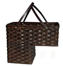 Staircase Step Basket - Amish Hand Woven Reed With Leather Handles Usa Handmade - £125.27 GBP