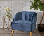 Christopher Knight Home Amaia Modern Velvet Club Chair, Cobalt / Walnut - $324.99