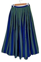 Issey Miyake NEW Pleated Maxi Skirt Blue &amp; Neon Green Japan Size 3 S - $247.50