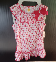 SimplyDog Ruffled Hearts Dress Red Bow Rhinestone Size Large - $131.35 MXN