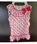 SimplyDog Ruffled Hearts Dress Red Bow Rhinestone Size Large - $6.93