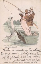 Wishing You FISHERMAN&#39;S Luck-Big Fish-Big Brocca ~1906 Good Luck Serie C... - £9.16 GBP