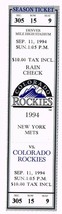1994 Mets @ Rockies Full Unused Phantom Ticket September 11th Strike Year - £7.54 GBP