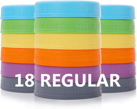 18 Pack Plastic Regular Mouth Mason Jar Lids For Ball Kerr Jars Silicone Rings - £11.84 GBP