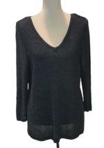 Davina Womens Blue Sparkle V Neck Sweater Size M Long Sleeve - £10.20 GBP