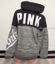 Victoria&#39;s Secret Pink Dark Gray * Gray Marl White Cowl Neck Pullover Sw... - £56.08 GBP