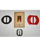 VINTAGE EARLY CATALIN PLASTIC DRESS CLIP+BAKELITE BELT BUCKLES- ORIGINAL... - $357.51 MXN