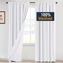 H.Versailtex 100% Blackout Curtains 84 Inches Long Full Light Blocking, White - £33.85 GBP