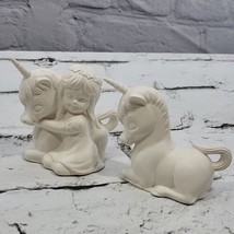 Vintage Bisque Unicorn Figurines Lot Of 2 Ready To Paint Crafts  - £11.86 GBP