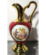 Porcelaine Artistique F. M LIMOGES FRANCE - Burgundy / Gold Cruet Vase - $13.04