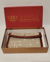 Bosca Checkbook Wallet Clutch Linen With Leather Trim &amp; Interior New In Box - £59.21 GBP