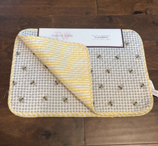 Tabitha Webb Spring reversible Quilted Placemats Bumblebee print Plaid Yellow - £23.93 GBP