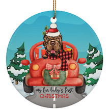 Shar Pei Dog Ornament Gift Decor Fur Baby&#39;s First Christmas Cute Puppy Lover - £13.41 GBP