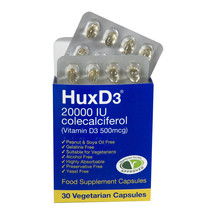 Hux D3 20000iu Vitamin D3 Food Supplement Vegetarian Approved Capsules x 30 - £8.75 GBP