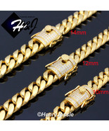 18&quot;-40&quot;MEN Stainless Steel 10/12/14mm Gold ICED Miami Cuban Curb Chain N... - $35.62 CAD+