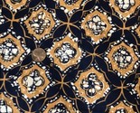 Unbranded Blue and Gold Medallion Geometric Print Cotton Fabric 1 1/2 yards - $21.49