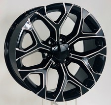 Chevy 20&quot; Gloss Black Milled Edge Snowflake Wheels For 2000-2023 Silverado Tahoe - £920.31 GBP