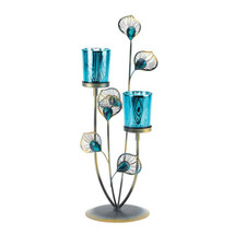 PEACOCK PLUME CANDLEHOLDER - $709.71 MXN