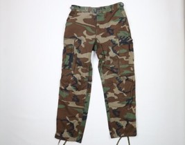 Vintage 80s Mens Medium 1985 Military Woodland Camouflage Combat Cargo Pants USA - £38.72 GBP