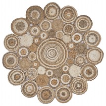 HomeRoots 394213 90 x 90 in. Multi-toned Intricate Circle Natural Jute Area Rug - £250.94 GBP