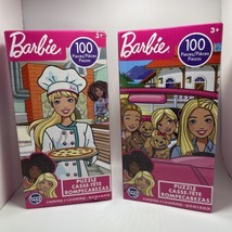 Barbie Jigsaw Puzzles Lot Of 2 Kids Puzzle 100pc 15&quot; x 11.25&quot; Pizza Chef Friends - £8.30 GBP