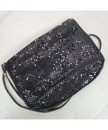 Vintage 1980s Black Metal Chain Crossbody Purse 9x6x2 Inch Japan - $11.30