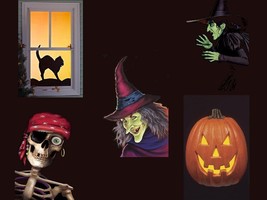 Single Halloween Window Poster Wizard of Oz Black Cat Pirate Witch Pumpkin - €4,34 EUR+