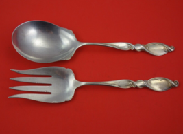Silver Swirl By Wallace Sterling Silver Salad Serving Set AS 9&quot; - $276.21