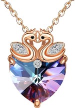 Purple Love Heart Fashion Necklace with Superior Birthstone Crystals Plating 18K - $15.47