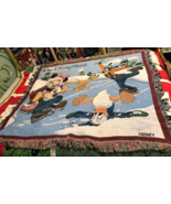 Disney Mickey Minnie Pluto ICE SKATING 50&quot; x 60&quot; Lap Blanket - $20.35 CAD