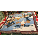 Disney Mickey Minnie Pluto ICE SKATING 50&quot; x 60&quot; Lap Blanket - £11.68 GBP