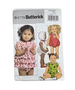 Butterick Sewing Pattern 4779 Playsuit Bonnet Toddler Size 1-4 - £6.72 GBP