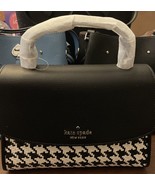 Kate Spade Darcy Woven Houndstooth Top Handle Black Satchel w Shoulder S... - $153.45
