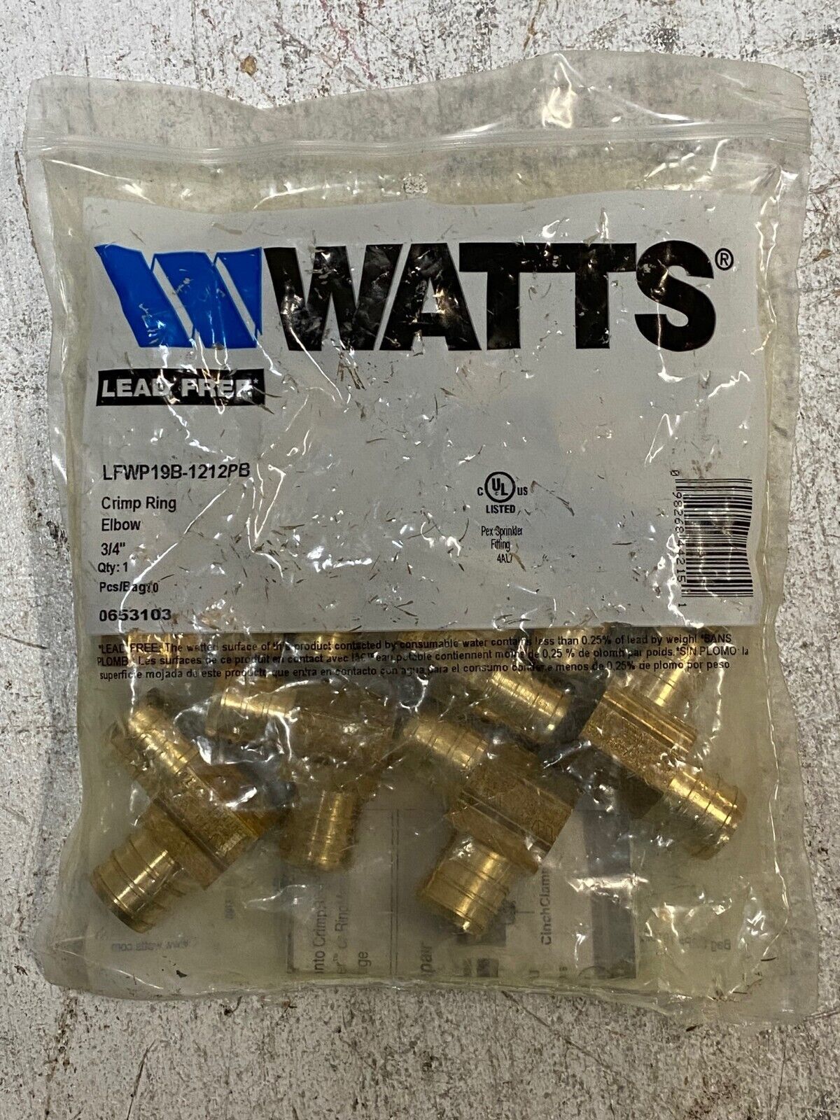 Primary image for 10 Qty of Watts LFWP19B-1212PB Elbow Crimp Rings 3/4" 0653103 (10 Quantity)