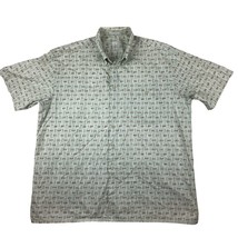 Burma Bibas Hawaiian Shirt Men&#39;s XL Green Diamond Print Short Sleeve But... - £19.71 GBP
