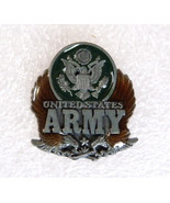 United States Pewter Tone w/ Enamel Brown &amp; Green Background Army Lapel ... - $7.87