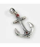 Fleur-de-lis Anchor Sterling Silver Pendant with Red Garnet Stones GI™ S... - $1,864.35 MXN